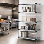 Thumbnail image #2 for Quantum WR86-1824SG Solid Shelving Starter Unit, 24"W x 18"D x 86"H, 4 Shelves/4 Posts, Galvanized Steel, Chrome Posts