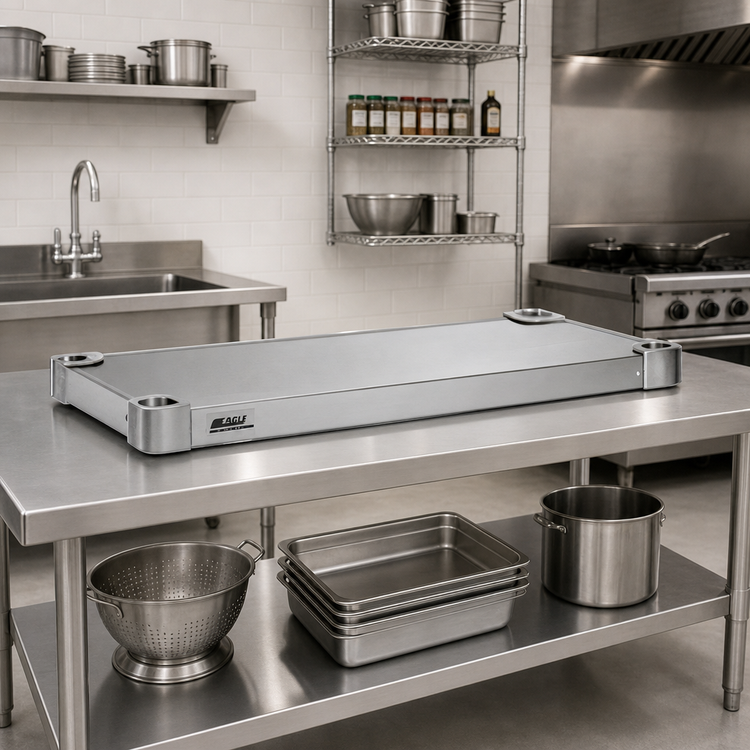 Product image #3 for Eagle Group Quik-Set 36 x 24 Inch Solid Flat Stainless Steel Shelf with Marine Edge