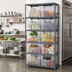 Thumbnail image #2 for Quantum Heavy-Duty Wire Shelving Unit with 6 Shelves and 10 Clear Bins, 42 x 18 x 75 Inches