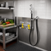 Thumbnail image #2 for Concealed Mixing Faucet with 3-Inch Centers, Deck/Wall Mount, 4-Arm Handles, and Spray Valve