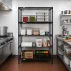 Thumbnail image #2 for Quantum WR86-2160BK 60"W x 21"D x 86"H Stationary Wire Shelving Starter Kit, 4 Shelves, 4 Posts, Black Epoxy Finish
