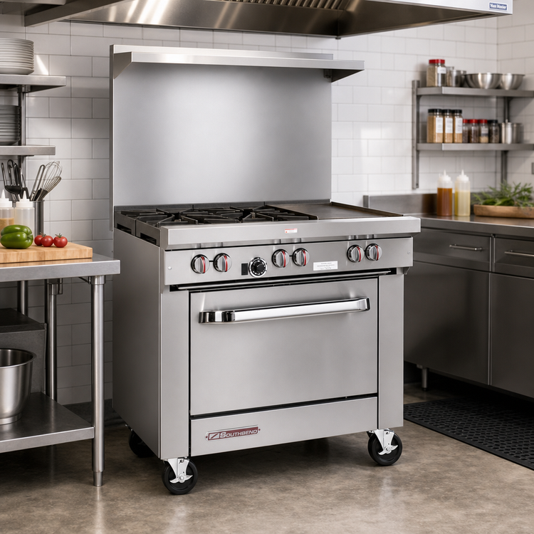 Product image #2 for Southbend S-Series 36-Inch Gas Restaurant Range with 2 Open Burners, 24-Inch Griddle, and Standard Oven