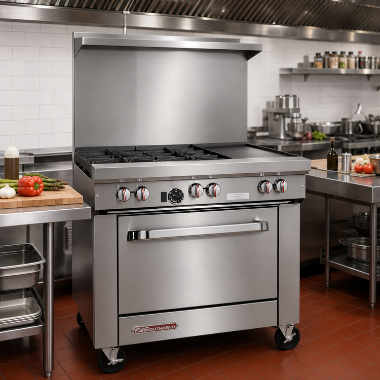 Product image #2 for Southbend S-Series 36-Inch Gas Restaurant Range with 2 Open Burners, 24-Inch Griddle, and Standard Oven