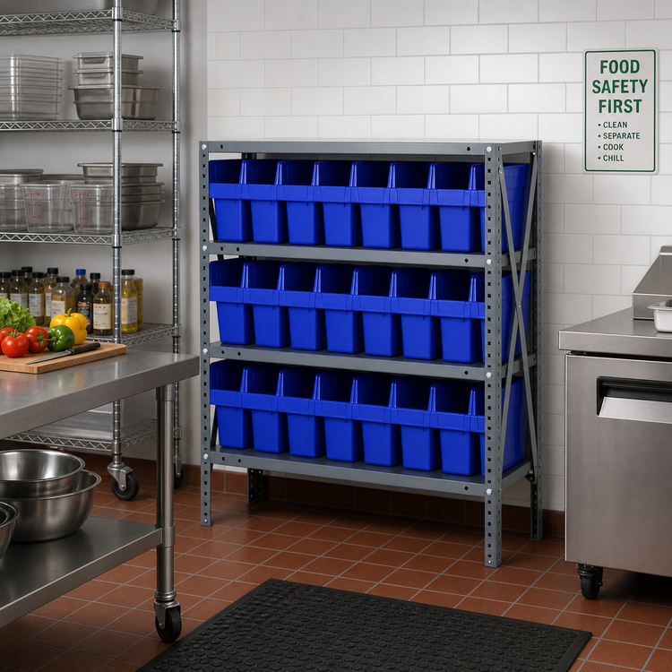Product image #2 for Quantum Heavy-Duty Stationary Wire Shelving Unit with 4 Shelves and 24 Bins, 36 x 12 x 39 Inches