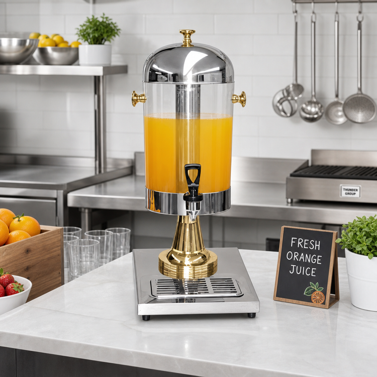 Product image #2 for Thunder Group 2.2 Gallon Single Juice Dispenser with Ice Core Center and Gold Accents
