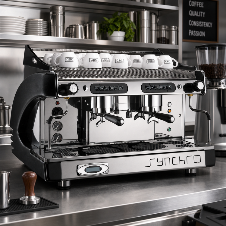 Product image #2 for CBC Royal Traditional Synchro 2 2-Group Semi-Automatic Commercial Espresso Machine with Volumetric Touchpad
