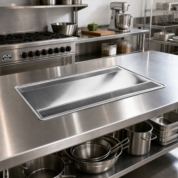 Product image #2 for Atlas Metal WU-30 30-Inch Drop-In Stainless Steel Single Urn Drain with Drain Trough