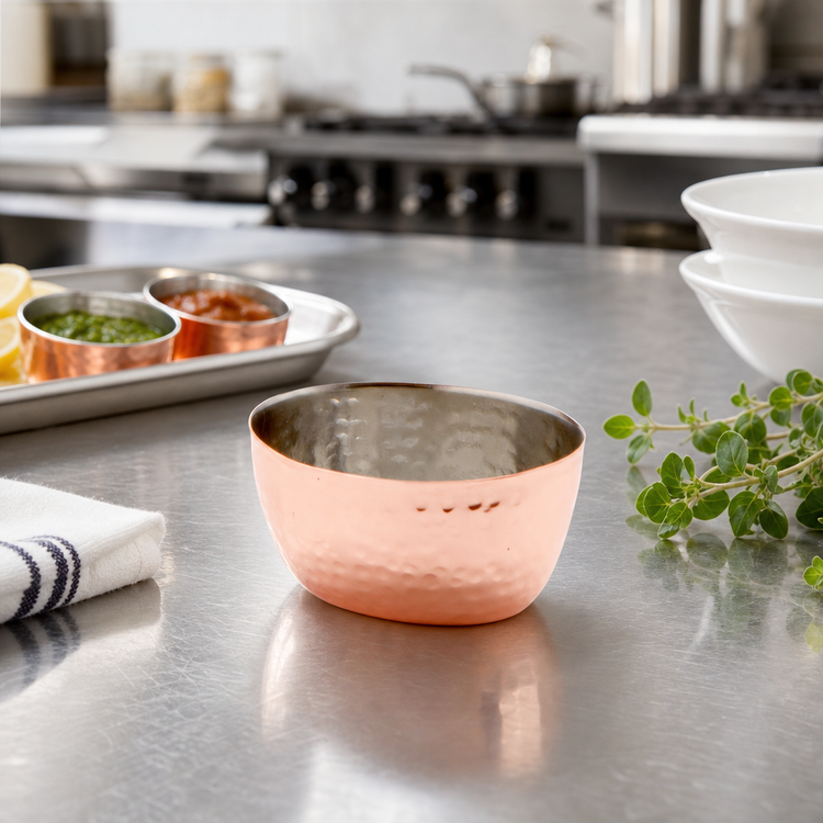 Product image #2 for American Metalcraft Oval Hammered Copper Sauce Cup, 2 oz.