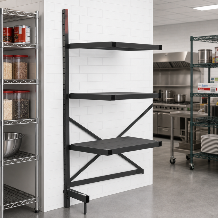 Product image #2 for Metro SmartLever 56-1/5 Inch Wide Add-On Cantilevered Shelving Kit, 28-1/2 Inch Deep x 86-3/8 Inch High, for 54 x 24 Inch Shelves