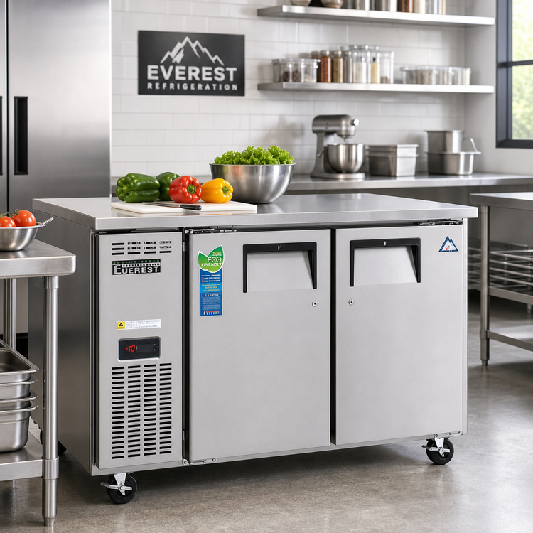 Product image #2 for Everest Refrigeration ETF2 2-Section Undercounter Worktop Freezer, 13 Cu. Ft., Side-Mounted Self-Contained, Stainless Steel