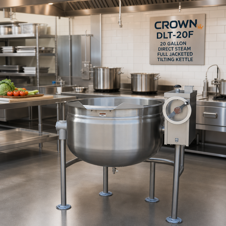Product image #2 for Crown DLT-20F 20 Gallon Direct Steam Full Jacketed Tilting Kettle
