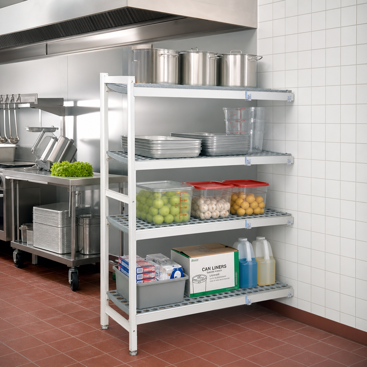 Product image #2 for Fermostock 4-Tier Corner Expansion Polymer Shelving Add-On Unit, 71 Inch H x 42 Inch W x 22 Inch D