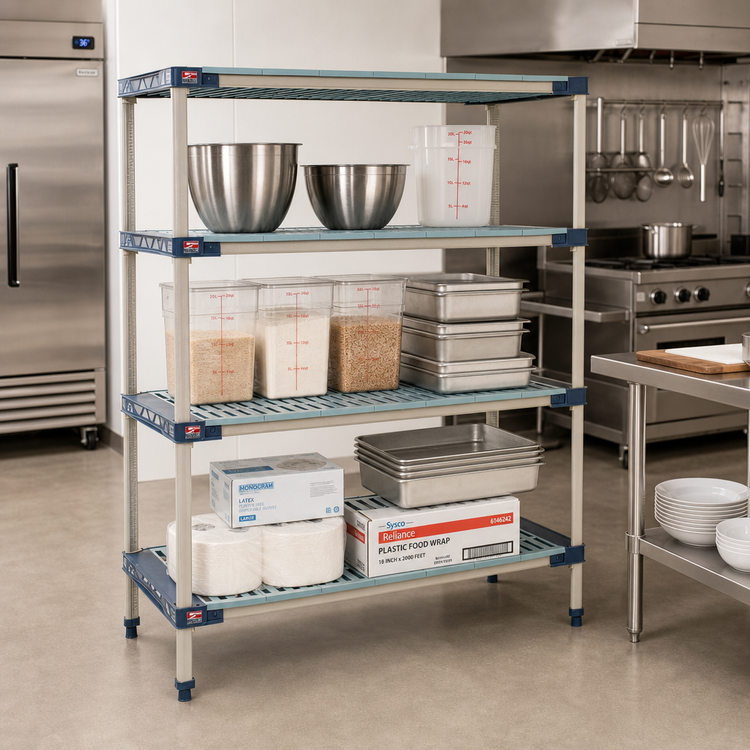 Product image #2 for MetroMax 4 All-Polymer Starter Shelving Unit, 42 x 21 x 74 Inches, 4 Shelves