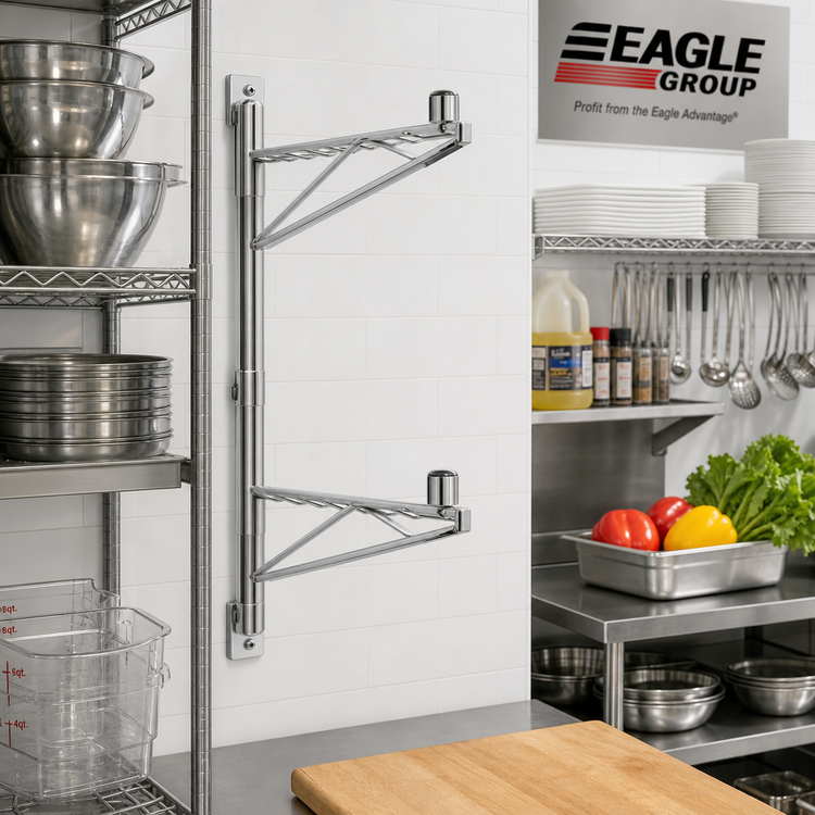 Product image #2 for Eagle Group 18-Inch Stainless Steel End Shelf Bracket for Adjustable Post Wire Wall Mounts