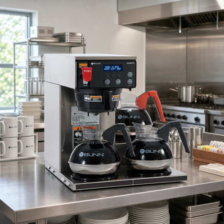 Product image #2 for BUNN AXIOM-DV-3 Commercial Automatic Fill Drip Coffee Brewer, Dual-Voltage, 3 Lower Warmers, 200 oz Tank