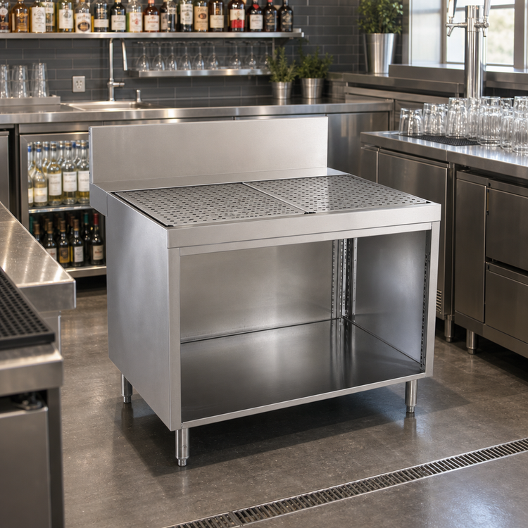 Product image #2 for Advance Tabco Prestige (Supreme) 42-Inch Underbar Drainboard Cabinet, Open Front, Stainless Steel