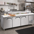 Thumbnail image #2 for Atosa 93-Inch Three-Section Refrigerated Pizza Prep Table with Side-Mounted Self-Contained Refrigeration, 3 Doors