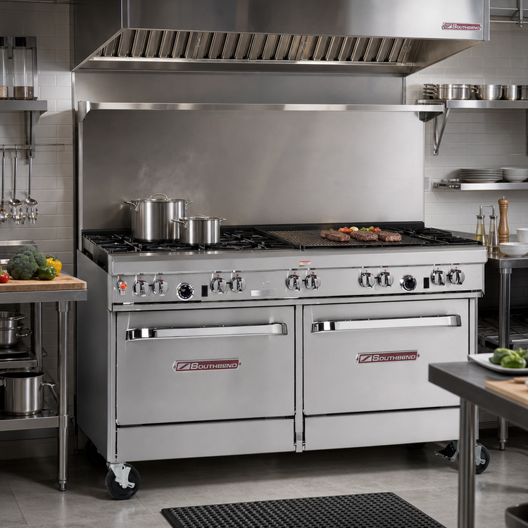 Product image #2 for Southbend Ultimate 60-Inch Gas Restaurant Range with 4 Open Burners, 36-Inch Charbroiler, Standard Oven and Convection Oven