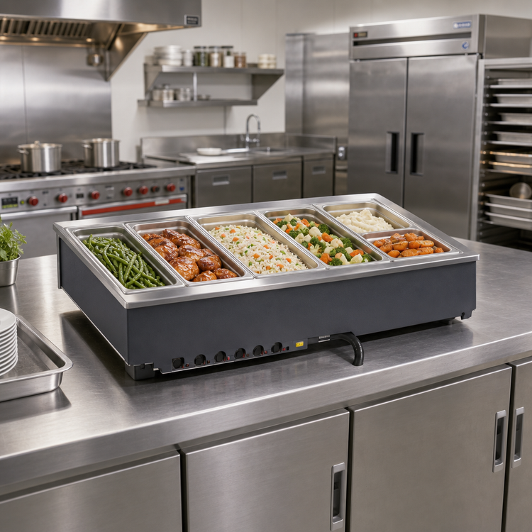 Product image #2 for 6-Well Drop-In Electric Hot Food Well for 12 x 20-Inch Pans with Autofill and Thermostatic Controls