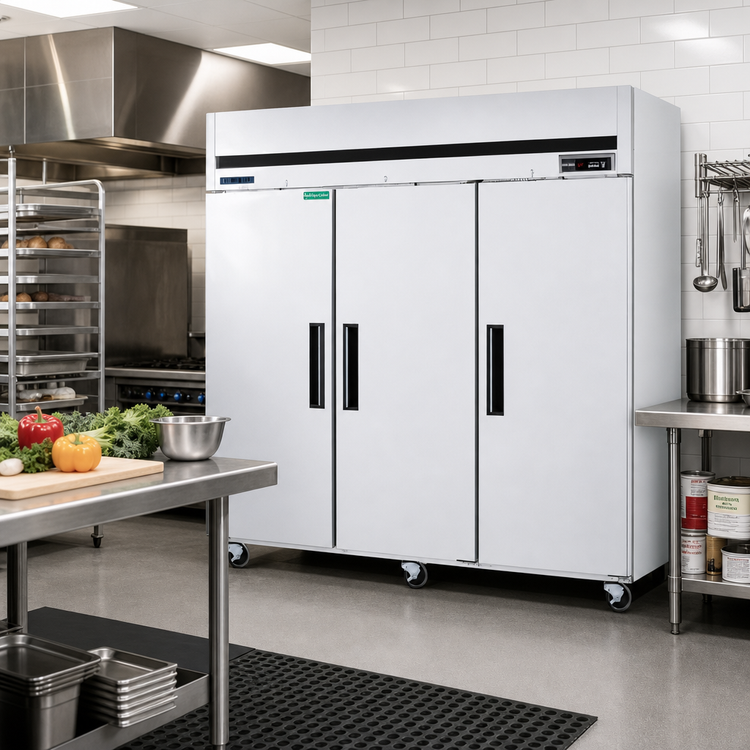 Product image #2 for Maxx Cold MCFT-72FDHC Three-Section Upright Reach-In Freezer - 66.7 cu. ft.