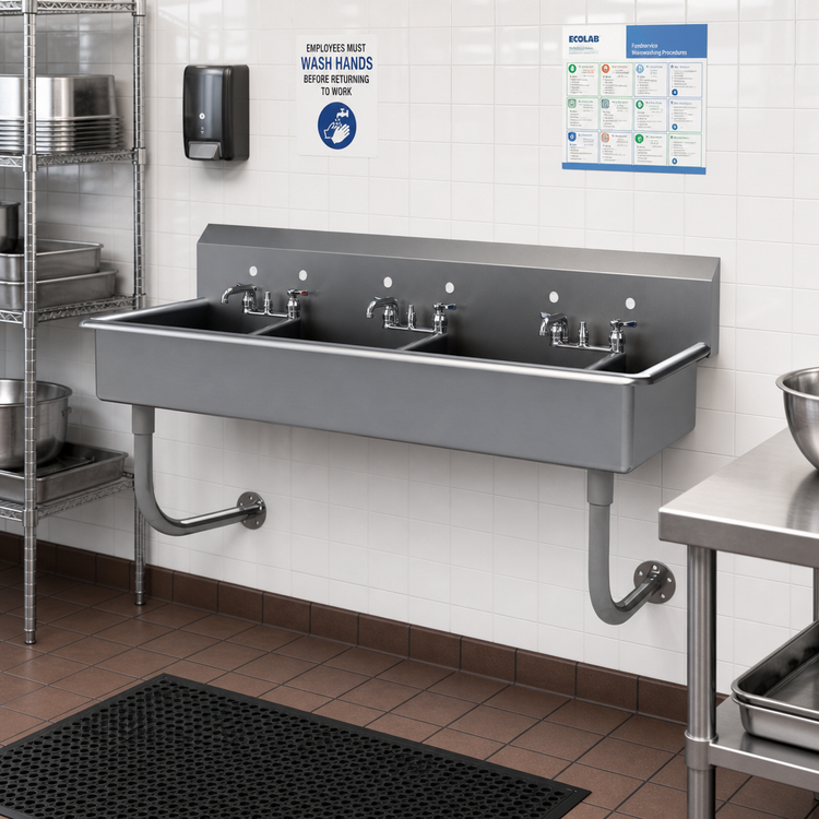 Product image #2 for Advance Tabco FS-WM-60-ADA 60-Inch Wall-Mounted 3-Station Multiwash Hand Sink