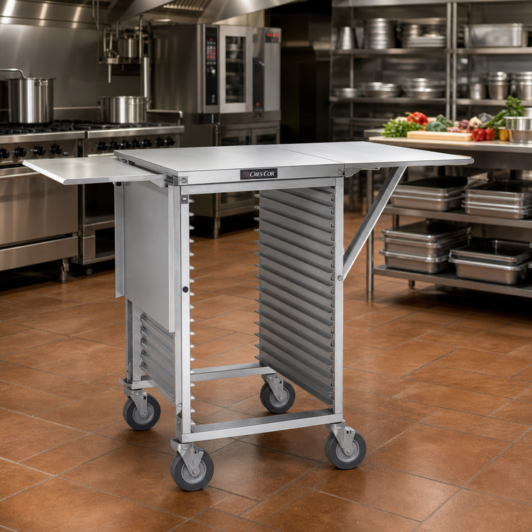 Product image #2 for Cres Cor Mobile Work Stand with Solid Top and Side Drop Shelves, 18 Full-Size Pan Capacity