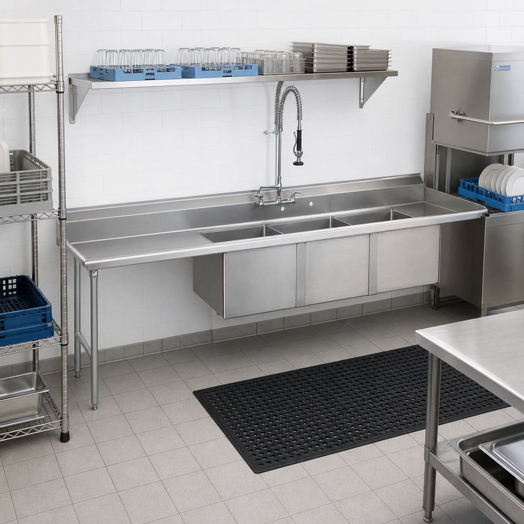 Product image #2 for 83-Inch Left-Drainboard 3-Compartment Stainless Steel Dishtable Sink