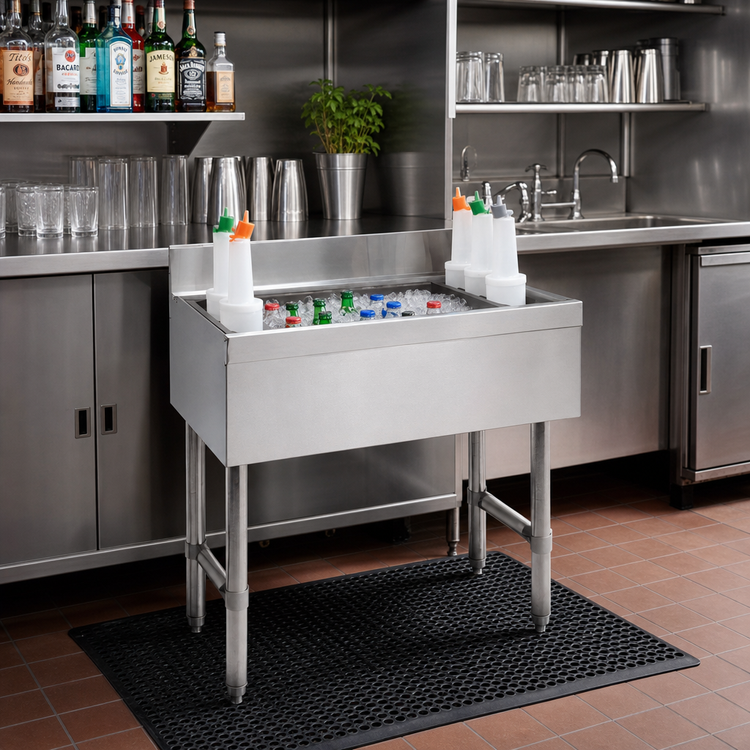 Product image #2 for Advance Tabco Underbar Basics 30-Inch Stainless Steel Cocktail Unit with 16-Inch Deep Ice Bin and 10-Circuit Cold Plate