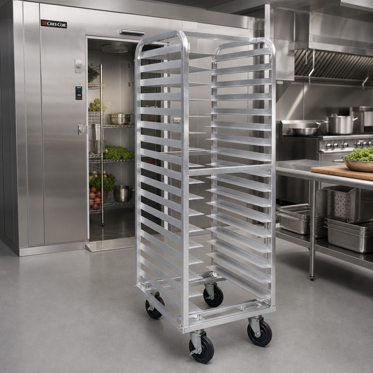 Product image #2 for Cres Cor Angle Ledge Roll-In Refrigerator Rack, 18-Tray/18-Pan Capacity, Aluminum