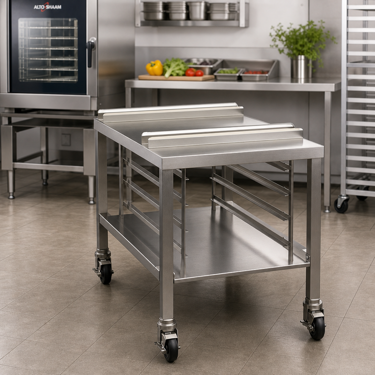 Product image #1 for Alto-Shaam Stainless Steel Equipment Stand with Casters, Side Racks, and Lower Shelf