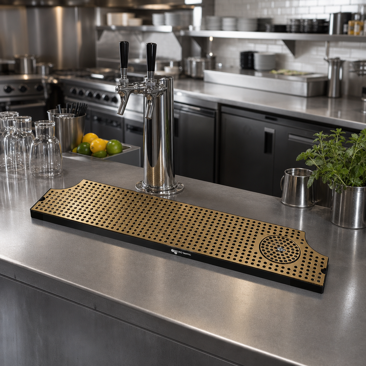 Product image #2 for Micro Matic 46-Inch Surface-Mount Stainless Steel Drip Tray Trough with Integral Glass Rinser