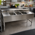 Thumbnail image #2 for 18/304 Stainless Steel Three-Compartment Underbar Sink with Left and Right Drainboards, 59-1/2 Inch Wide