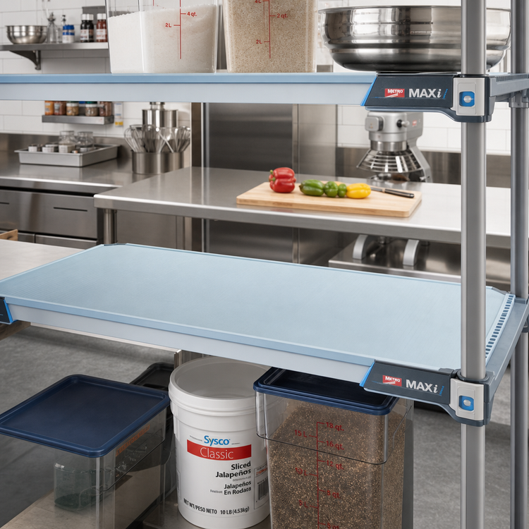Product image #2 for MetroMax i Blue Solid Polymer Shelf, 36"W x 18"D, Microban