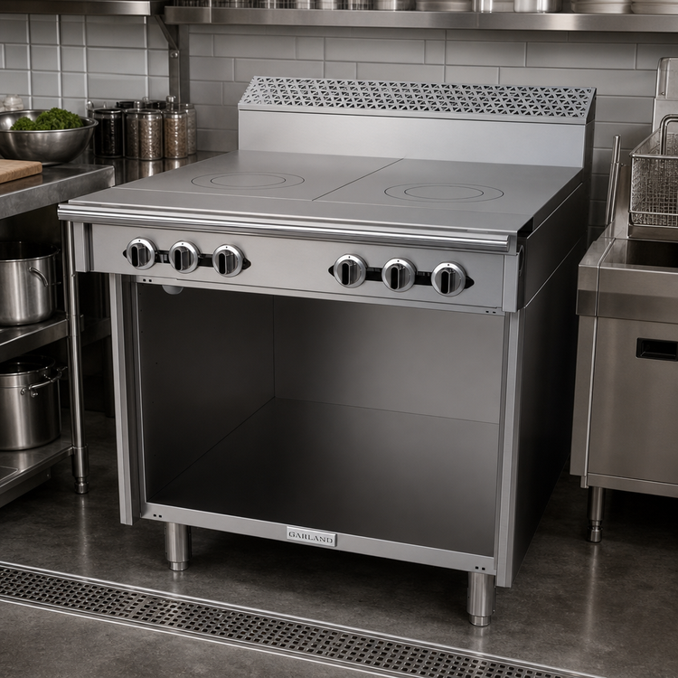 Product image #2 for Garland Cuisine Series Heavy Duty 36-Inch Gas Range with (2) 18-Inch Front-Fired Hot Tops and Open Cabinet Base