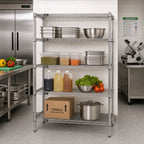 Thumbnail image #2 for Quantum WR54-1448S Wire Shelving Starter Unit, 48"W x 14"D x 54"H, 4 Shelves, 304 Stainless Steel