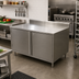 Thumbnail image #2 for BK Resources 60-Inch x 30-Inch Stainless Steel Enclosed Cabinet Base Work Table with 5-Inch Backsplash and Locking Hinged Doors
