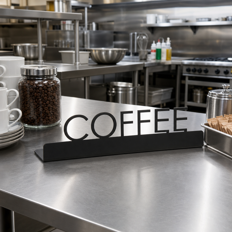 Product image #2 for American Metalcraft Printed Coffee Table Sign, 202 Stainless Steel, Black