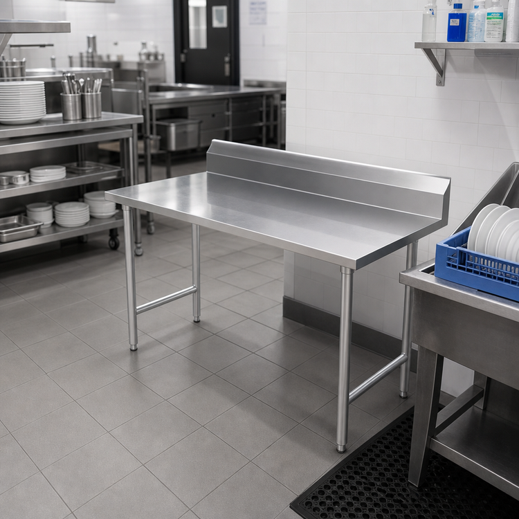 Product image #2 for 72-Inch Straight Left-to-Right Clean Dish Table with 304 Stainless Steel Top and 10-1/2-Inch Backsplash