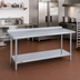 Thumbnail image #2 for Duke Supreme 72 x 36-Inch 14-Gauge Stainless Steel Work Table with 1-1/8-Inch Straight Riser, Galvanized Undershelf and Posts