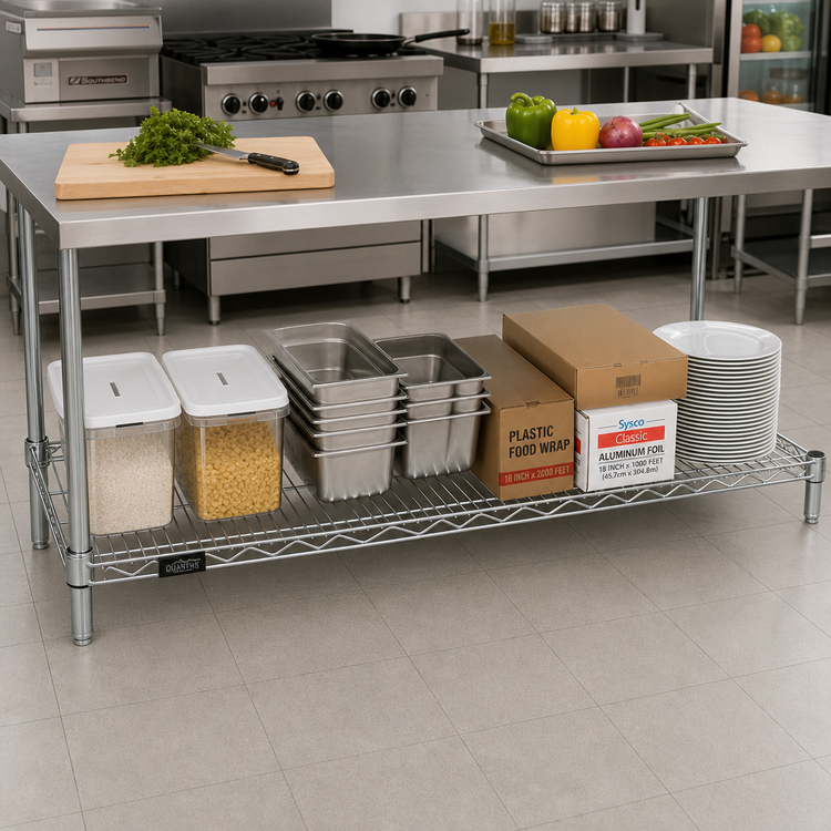 Product image #2 for Quantum 72 Inch x 21 Inch Chrome Plated Wire Shelf, 600-800 lb. Capacity