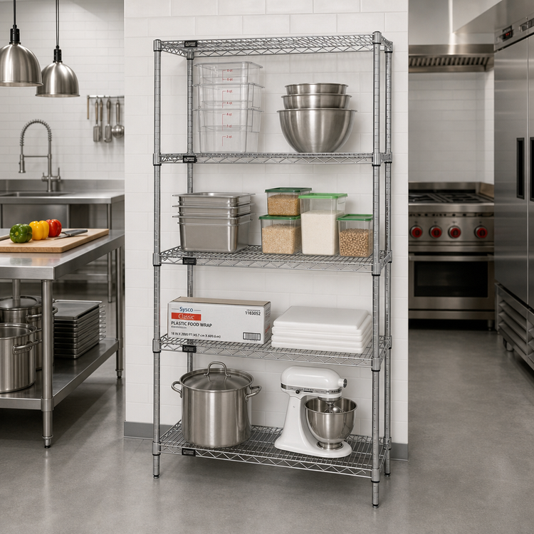 Product image #2 for Quantum 24"W x 21"D x 63"H Chrome Plated Wire Shelving Starter Kit