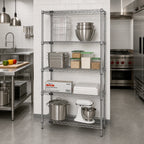 Thumbnail image #2 for Quantum WR63-2124C Stationary Chrome Wire Shelving Starter Kit, 24"W x 21"D x 63"H, 4 Shelves and 4 Posts