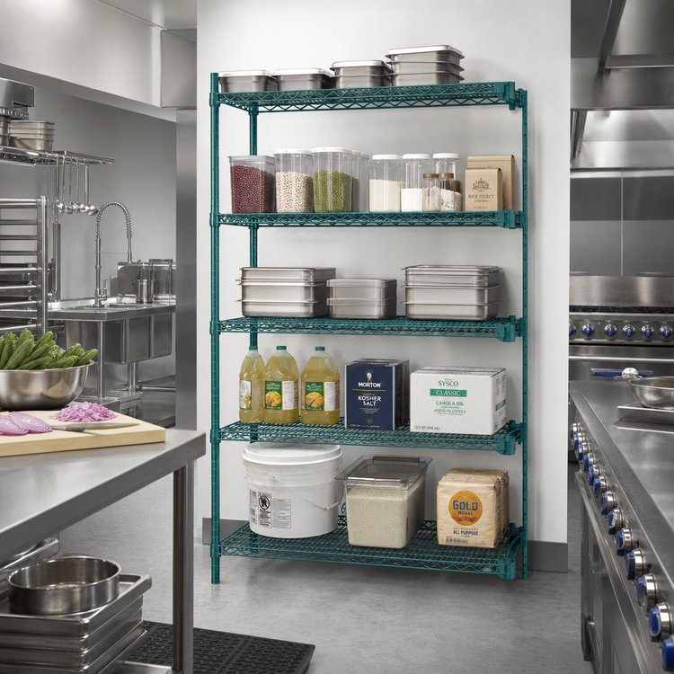 Product image #2 for EagleGard 5-Tier Add-On Wire Shelving Unit, 42W x 18D x 86H, Blue-Green Hybrid Epoxy Finish