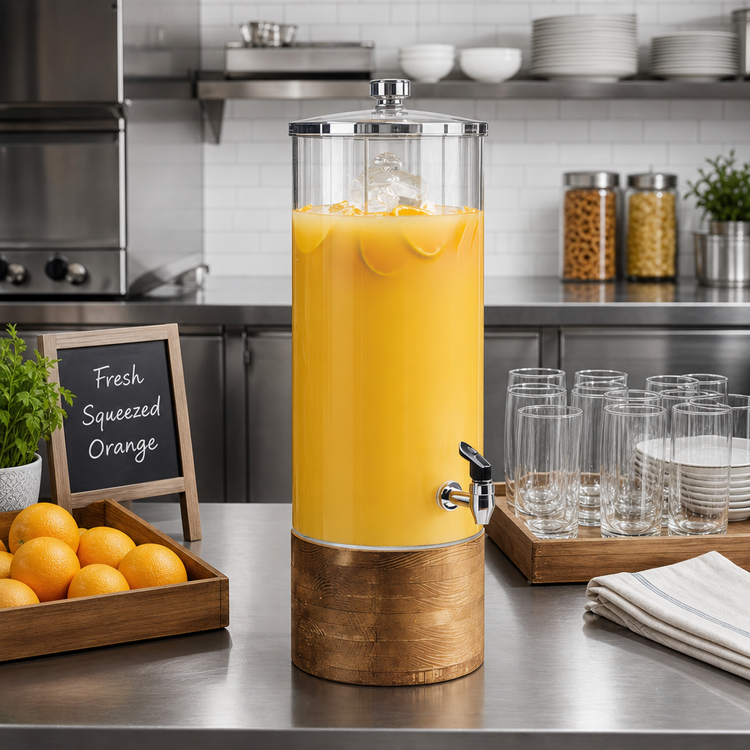 Product image #2 for Madera Round 3 Gallon Acrylic Infusion Beverage Dispenser with Rustic Pine Base