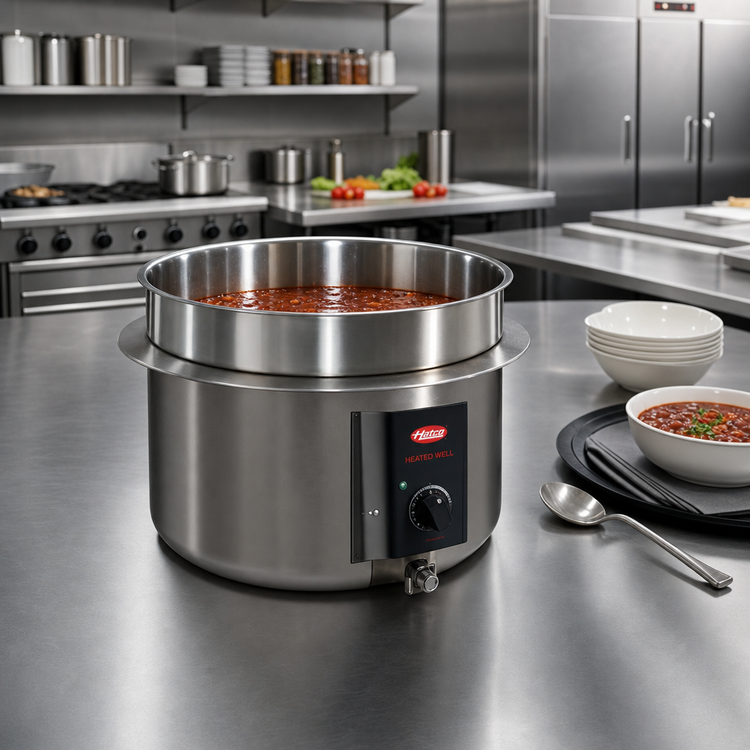 Product image #2 for Hatco Drop-In Round 7-Quart Heated Well with Drain, 208V High Watt Thermostatic Control
