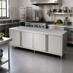 Thumbnail image #2 for John Boos 4CH4-30120 Enclosed Stainless Steel Work Table, 120 x 30 in, 14-Gauge 300 Series Top, Cabinet Base with Hinged Doors