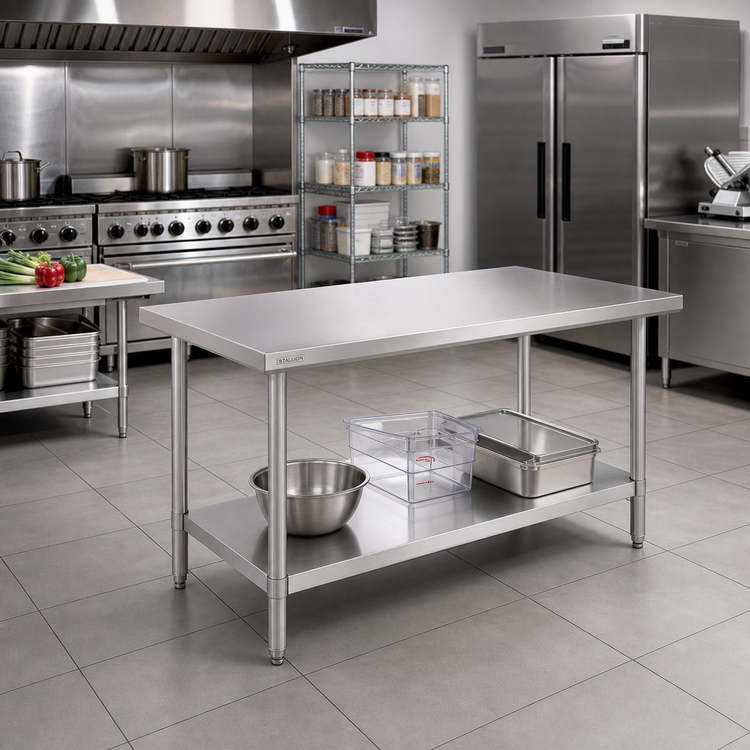 Product image #2 for Stallion Budget Stainless Steel Top Work Table with Adjustable Undershelf, 48 x 30 Inches
