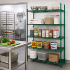 Thumbnail image #3 for Metro Super Erecta 5AN377K3 Add-On Wire Shelving Unit, 72W x 18D x 74H, 5 Shelves, Green Epoxy-Coated Finish, Microban