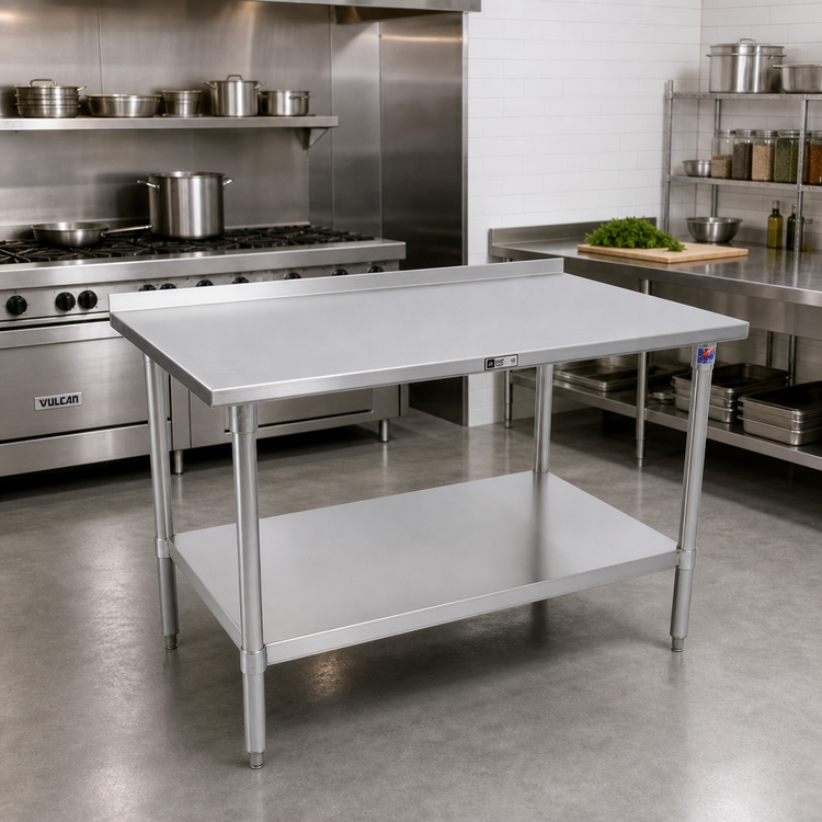 Product image #2 for John Boos Stallion Stainless Steel Work Table with 1-1/2 Inch Rear Up-Turn and Adjustable Undershelf, 84 x 36 Inches