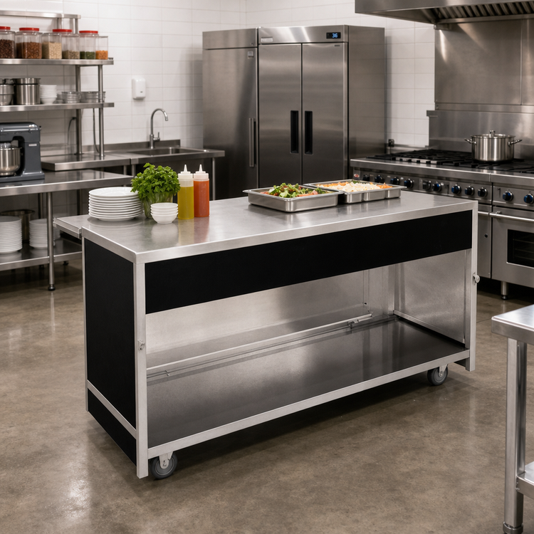 Product image #2 for Atlas Metal BLU-5 77.5-Inch Mobile Modular Utility Unit Serving Counter with Stainless Steel Top